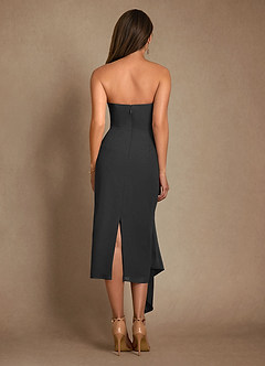 Azazie Dinanta Mother of the Bride Dresses Black Column Pleated Chiffon Dress image3