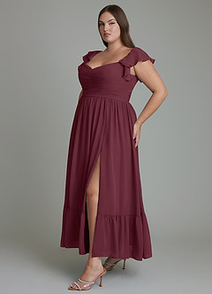 Azazie Anaya Abiti da Damigella Abito A-Line in Chiffon Scollo a Cuore Cabernet image12