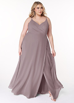 Azazie Lennon Bridesmaid Dresses Dusk A-Line Lace Chiffon Dress image9