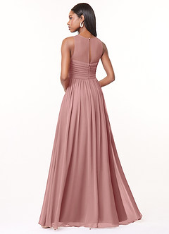 Azazie Nina Brautjungfernkleider A-Linie Plissee Chiffon Kleid Altrosa image2