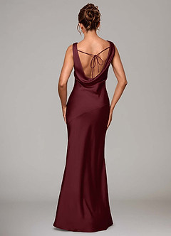 Azazie Rylina Vestidos de damas de honor Vestido de Cabernet de Satén Elástico de Corte Sirena image10