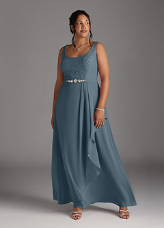 Azazie Ainsling Mother of the Bride Dresses Twilight A-Line Square Neckline Lace Chiffon Dress image15