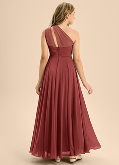 Azazie Charlize Junior Terracotta A-Line Pleated Chiffon Dress image2