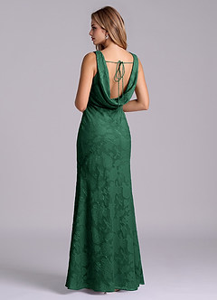 Azazie Rylina Final Sale Emerald Mermaid Floral Burnout Dress image3