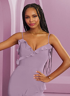 Barbie ♥ Azazie Bridesmaid Dresses Wisteria Sheath Chiffon Dress image7