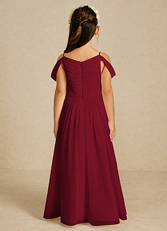 Azazie Chelle Blumenmädchenkleider A-Linie Plissee Chiffon Kleid Burgunderrot image2