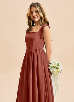 Azazie Delia Junior Abito A-Line in Chiffon Fiocco Auburn image7