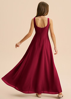 Azazie Lambie Junior Burgundy A-Line Pleated Chiffon Dress image8
