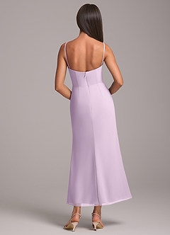 Azazie Saige Bridesmaid Dresses Frosted Lilac Sheath Off the Shoulder Chiffon Convertible Dress image8