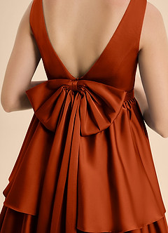 Azazie Meadowyn Junior Paprika A-Line Bow Stretch Satin Dress image7