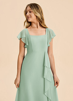Azazie Noah Junior Agave A-Line Ruched Chiffon Dress image7