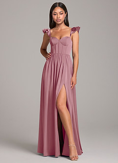 Azazie Denisse Bridesmaid Dresses Vintage Mauve A-Line Ruched Stretch Satin Dress image4