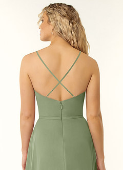 Azazie Naeem Bridesmaid Dresses Pistachio A-Line V-Neck Ruffle Chiffon Dress image5