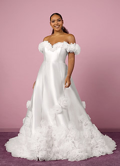 Barbie ♥ Azazie Wedding Dresses Diamond White Ball-Gown Off the Shoulder Mikado Dress image3