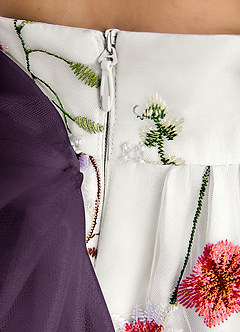 Azazie Peppa Flower Girl Dresses Ivory Plum A-Line Sweetheart Neckline Tulle Dress image7