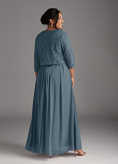 Azazie Ainsling Mother of the Bride Dresses Twilight A-Line Square Neckline Lace Chiffon Dress image17