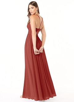 Azazie Aaida Brautjungfernkleider A-Linie Korsett Chiffon Kleid Terrakotta image5