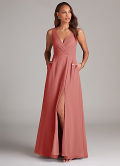 Azazie Nelly At-home Try On Dresses Agave A-Line Pleated Chiffon Dress image2