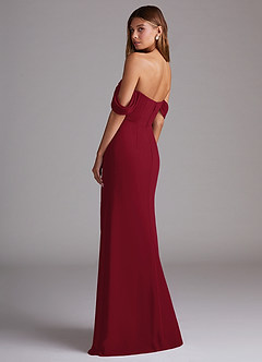 Azazie Saige Bridesmaid Dresses Burgundy A-Line Off the Shoulder Chiffon Convertible Dress image8