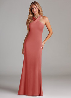 Azazie Doretta Robes de demoiselle d'honneur Robe Sirène en Mousseline de soie Plissée Antique Rose image3