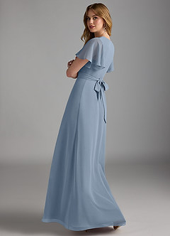 Azazie Zaniah Bridesmaid Dresses Dusty Blue A-Line Chiffon Dress image7