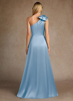 Azazie Easton Mother of the Bride Dresses Powder Blue A-Line One Shoulder Stretch Satin Dress image3