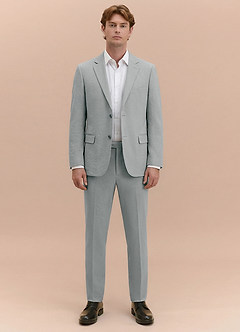 front Miles Light Grey Seersucker Trousers Suit