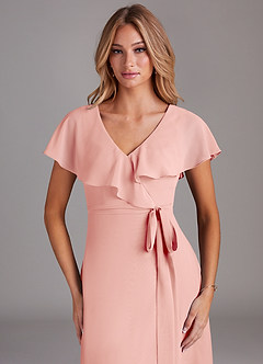 Azazie Lainey Brautjungfernkleider A-Linie mit Taschen Chiffon Kleid Rosettenrosa image6