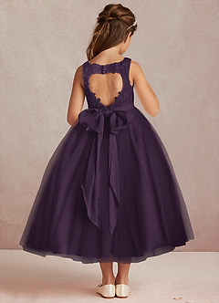 Azazie Calla Flower Girl Dresses Plum Ball-Gown Lace Tulle Dress image3