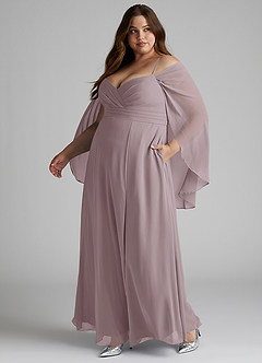 Azazie Cienna Bridesmaid Dresses Dusk A-Line Off the Shoulder Chiffon Dress image10