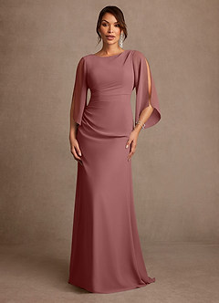 Azazie Anaheim Mother of the Bride Dresses Desert Rose A-Line Pleated Chiffon Dress image1