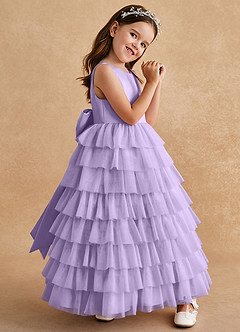 Azazie Twinkle Toes vestidos de niña de las flores Vestido de Lila de Tul de Corte En A con Lazo image3