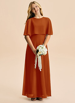 Azazie Maris Junior Robe Trapèze en Mousseline de soie Paprika image4