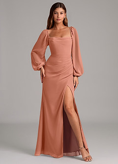 Azazie Brixley Bridesmaid Dresses MAI TAI Mermaid Long Sleeve Chiffon Dress image4