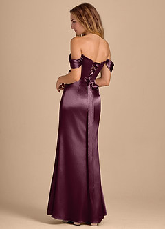 Azazie Shea Bridesmaid Dresses Cabernet Mermaid Off the Shoulder Metallic Satin Convertible Dress image5