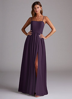 Azazie Calianna Bridesmaid Dresses Plum A-Line Off the Shoulder Chiffon Convertible Dress image1