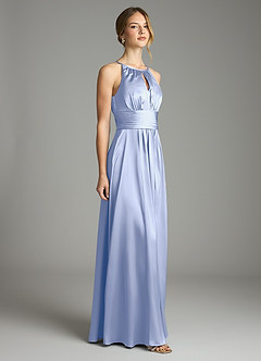 Azazie Bonnie Bridesmaid Dresses Ice A-Line Pleated Stretch Satin Dress image4