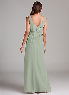 Azazie Tanicia Robes de demoiselle d'honneur Robe Trapèze en Mousseline de soie Plissée Vert Sauge image7