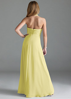 Azazie Tessie Junior Lemon Sorbet A-Line Pleated Chiffon Dress image2