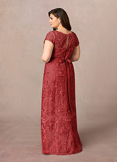 Azazie Dorit Mother of the Bride Dresses Rust Sheath Scoop Lace Dress image9