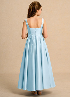 Azazie Mochi Girl Blumenmädchenkleider Ballkleid Plissee Matte Satin Kleid Himmelblau image2