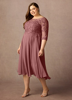 Azazie Marge Mother of the Bride Dresses Desert Rose A-Line Scoop Lace Chiffon Dress image9