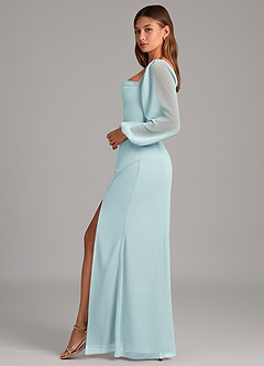 Azazie Brixley Bridesmaid Dresses Sea Glass Mermaid Long Sleeve Chiffon Dress image3