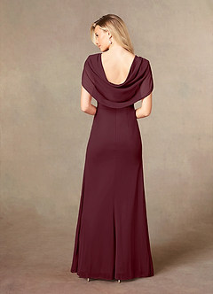 Azazie Luisa Mother of the Bride Dresses Cabernet Mermaid V-Neck Pleated Mesh Dress image2