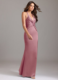 Azazie Valerie Bridesmaid Dresses Vintage Mauve Mermaid Pleated Stretch Satin Dress image4