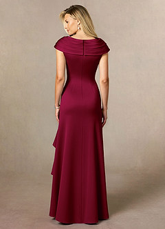 Azazie Anderson Mother of the Bride Dresses Burgundy A-Line Pleated Stretch Satin Dress image2