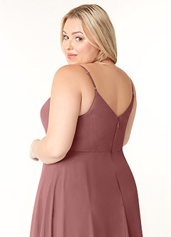 Azazie Clarissa Bridesmaid Dresses Desert Rose A-Line V-Neck Chiffon Dress image12