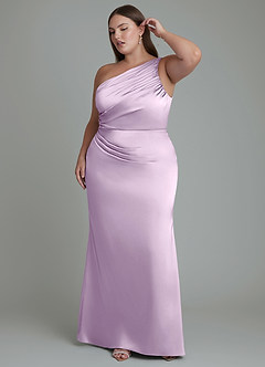 Azazie Akilah Brudtärnklänningar Klänning av Sjöjungfru i Stretch Satin One-shoulder Frostad Lila image10