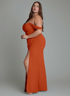 Azazie Johana Bridesmaid Dresses Burnt Orange Mermaid Off the Shoulder Chiffon Convertible Dress image13