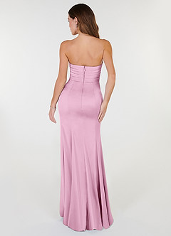 Azazie Yola Robes de demoiselle d'honneur Robe Fourreau Convertible en Satin extensible Plissee mit V-Ausschnitt Rose Bonbon image7